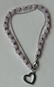 Pink Color Silver Plated Heart Bracelet (New in Box-READ) - Picture 1 of 6