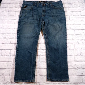 Ariat Rebar M4 Relaxed Straight Dark Wash Denim Mens Blue Jeans 48x30 - Picture 1 of 11