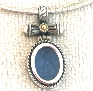 Tagliamonte ITALIEN STERLINGSILBER UND 18K GOLD CHERUB HUND Kunstglas HALSKETTE - Bild 1 von 10