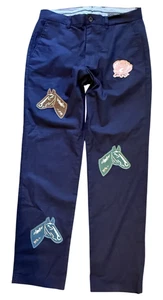 NEW VINEYARD VINES NAVY BLUE KENTUCKY DERBY ROSES & HORSES PANTS SZ 32 32x32 - Picture 1 of 4