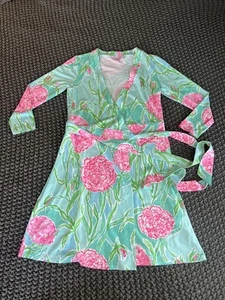 Lilly Pulitzer Meridian Wickelkleid in Poolside Blue Going Stag Damen Größe M - Bild 1 von 15