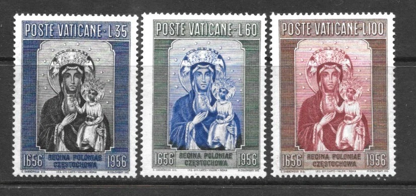 Sello de la Ciudad del Vaticano, 1956, sc # 216-18 (3), MLH / va - 113 Foto 1 de 1