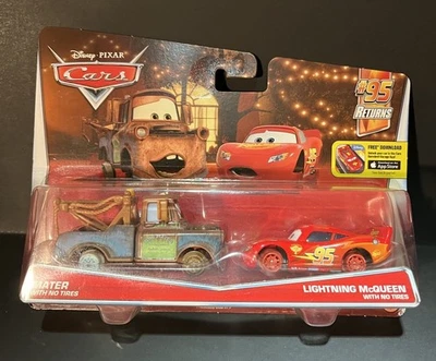 DISNEY PIXAR CARS MATER LIGHTNING MCQUEEN WITH NO TIRES 2 PACK 2015 NEW SEALED ! - Image 1 of 4