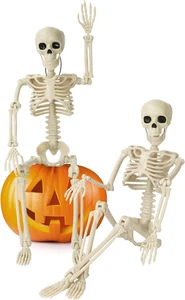 2 Pack Halloween Skeleton Decorations,15.7" Spooky Full Body Mini Skeleton with - Picture 1 of 12