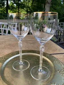 2er Set Lenox Monroe klar gold verziert Wasserkelche 8 1/2" gedrehte Stielgläser - Bild 1 von 5