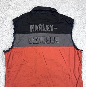 Harley Davidson Hemd Herren Large Weste Cut Off Button Up Fransenärmel Vest - Bild 1 von 11
