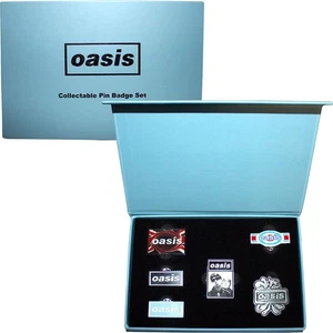Oasis Official Collectable Pin Badge Set Boxed Presentation Case Britpop Merch - Picture 1 of 4