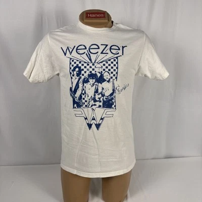 Camiseta Weezer Música Talla Mediana Beige y Azul Oscuro Foto 1 de 4