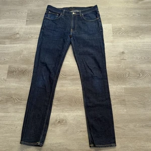 Nudie Lean Dean Jeans Herren 36x34 Dry 16 Dips Indigo Slim Fit Organic Denim Italy - Bild 1 von 14