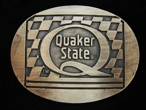 NG09149 *NOS* VINTAGE 1970s **QUAKER STATE** MOTOR OIL CAR/AUTO BELT BUCKLE - Picture 1 of 2
