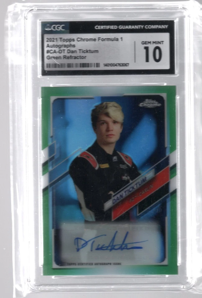 2021 Topps F1 Formula 1 Chrome Dan Ticktum Green Refractor Auto /99 CGC CSG 10 - Image 1 of 1