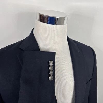 Michael Kors 38R Blazer Wool Blend Dark Navy Blue Silver Two Button Vented - Image 1 of 4