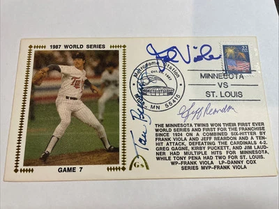 Gateway Cachet Serie Mundial 1987 Juego 7 Autografiado Reardon, Viola, Brunansky Foto 1 de 2