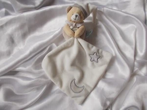 Doudou ours beige, blanc, gris et son mouchoir, luminescent, Baby Nat, (Babynat) - Picture 1 of 4