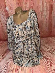 H&M leichtes Webstoffkleid A - Linie beige blau weiss apricot geblümt Grösse XXL - Bild 1 von 9