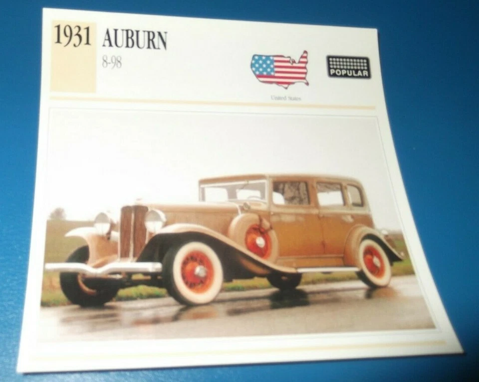 1931 AUBURN 8-98 INFO SPEC SHEET PHOTO PICTURE 31 898 - Image 1 of 1