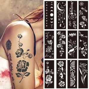India Henna Template Hand Body Art Tattoo Stencils Reusable Temporary Tools ♡ - Foto 1 di 25