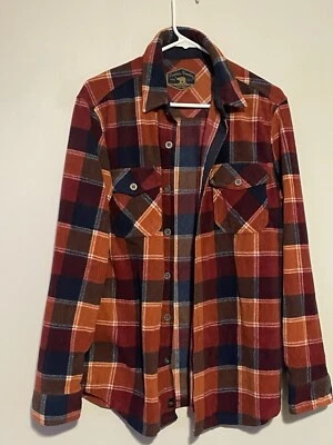 Freedom Foundry Fleece Flannel Red Orange Blue Plaid Shirt Size M - Image 1 of 4