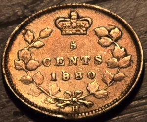 Kanada 1880H Silber 5 Cent, hochwertig, altes Datum Queen Victoria (111d) - RAR! - Bild 1 von 2