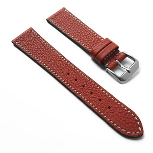 19mm Red French Calf Naturally Textured Shrunken Leather Watch Band Strap - Picture 1 of 4