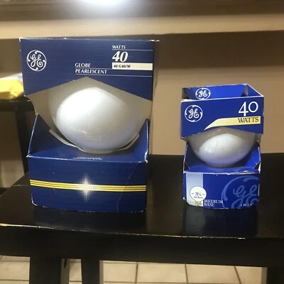 Vintage New 1GE Globe Large Pearlescent Light 1 Small Globe Vanity 40WattMedBase - Image 1 of 4