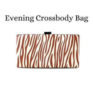 Women Clutch Bag Zebra Print Evening Bag PU Leather Handbag Shoulder Bag Brown - Picture 1 of 4