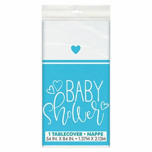 Blue Hearts Baby Shower Plastic Tablecloth, Party Supplies, 1 Piece - Picture 1 of 1