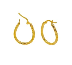 14k Gold Twisted Horse-shoe Hoop Yellow Gold Earrings - Picture 1 of 2