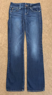 American Eagle Jeans Womens 0 Long Slim Bootcut Low Rise Whiskered Stretch Denim - Image 1 of 4