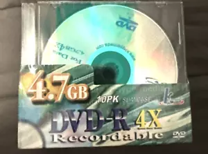 DVD-R 4X RECORDABLE 4.7GB 120 MIN. 10PK Slim Case K Hypermedia New Sealed - Picture 1 of 3