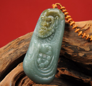 134.4g 100% natural Chinese Hotan Jade（Nephrite） Hand carved dharma Pendant