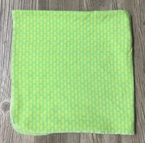 Garanimals Baby Polka Dot Green Yellow Flannel Receiving Blanket Cotton EUC A2