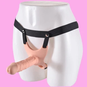 Strap On Realistic Hollow Silicone Dildo Extended Penis Sleeve Couples Sex Toys - Picture 1 of 10