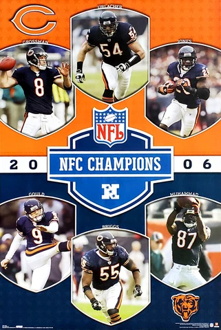 CHICAGO BEARS 2006 NFC CHAMPIONS 22x34 POSTER Urlacher, Gould, Muhammad, Briggs+ Cover