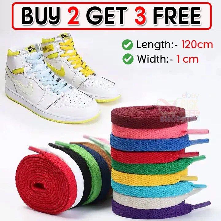 Flat Shoe Laces Boots Trainers Skate Football Coloured Shoelaces Adult Kids - Image 1 of 1