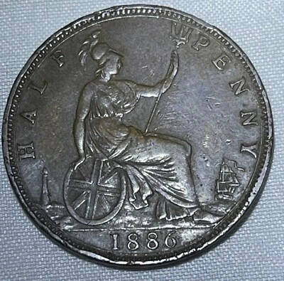 Moneda antigua 1886 Reino Unido Gran Bretaña Reino Unido REINA VICTORIA Farthing Foto 1 de 3