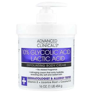 Advanced Clinicals, 10% Glycolic Acid, Exfoliating Body Cream, 16 oz (454 g) - Picture 1 of 1