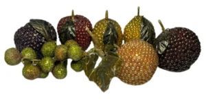 7 Piezas De Colección Azúcar Fruta Púrpura Amarillo Rojo Manzanas Uvas Pera Adornos Navidad - Imagen 1 de 5