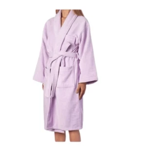 Alpine Swiss Cotton Terry Cloth Bathrobe Shawl Collar Velour, Lilac, S/M, NWT - Picture 1 of 10