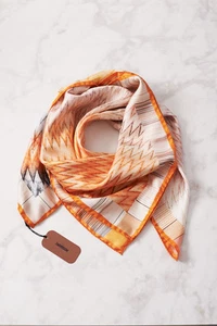 NEW w Tag Authentic MISSONI ITALY- SILK SCARF ORANGES CORAL GOLDENYELLOW 36in Sq - Picture 1 of 9