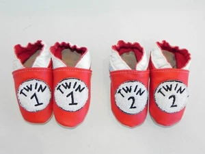 Lot of 2 Jack and Lily Baby Infant Leather Crib Shoes Size 0-6 Months for twins - Picture 1 of 10