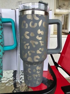 40 oz insulated tumblers leopard print !! Gray - Picture 1 of 2