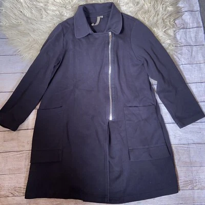 COMFY USA $168 Solid Black Asymmetric Zip Stretch Jacket Top Size Small - Image 1 of 4