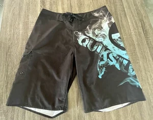 Quiksilver Board Shorts Mens Size 34 Black Blue Draw String VGC - Bild 1 von 10