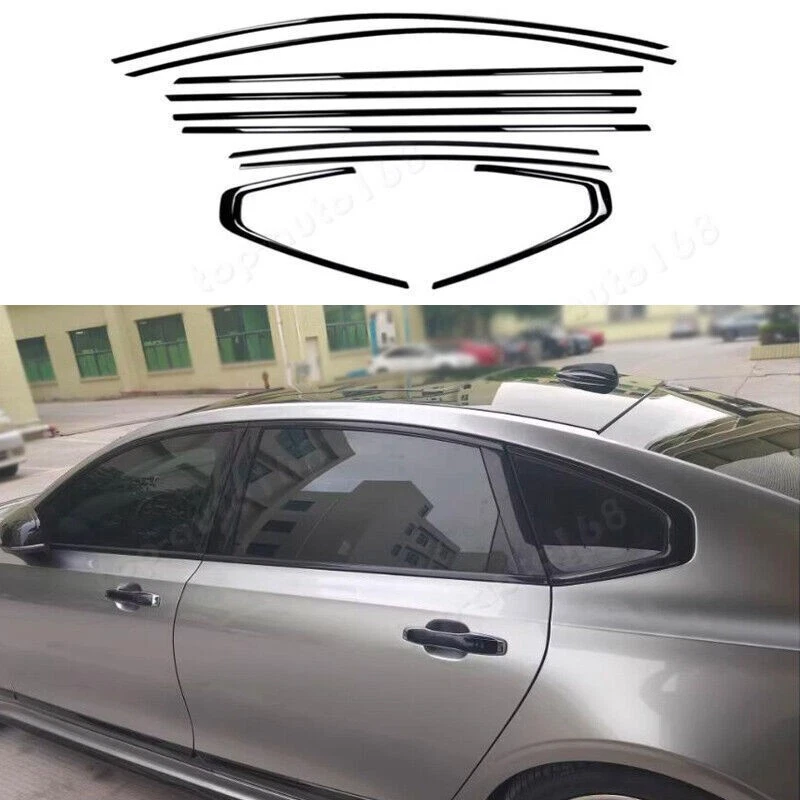 Cubierta de tira de ventana de coche negra de acero inoxidable 10 piezas para Volvo S90 2019-2022 Foto 1 de 4