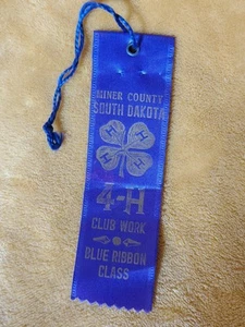 Vintage 1957 Miner County, South Dakota 4-H Club Work Blue Ribbon - Rare - Picture 1 of 5