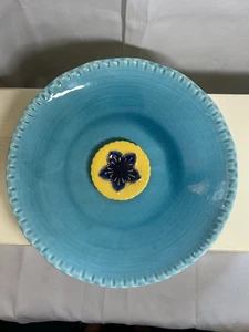 Bird/BeeBath Bowl Ceramic Blue With Yellow, V28 - Picture 1 of 4