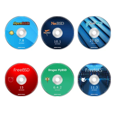 Top 6 BSD Operating Systems on 6 DVDs OpenBSD NetBSD GhostBSD FreeBSD lot bundle - Image 1 of 2