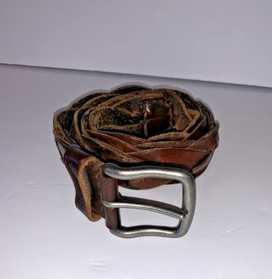 Vintage Y2K Abercrombie And Fitch Brown Leather Thick Woven Belt A&F Mens 34 - Image 1 of 4
