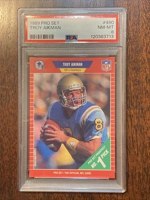 Juego profesional 1989 #490 Troy Aikman novato radiocontrol vaqueros PSA 8 Foto 1 de 2